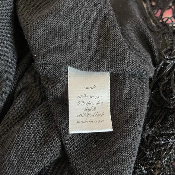 Francesca’s Miami Black Boho Fringe Oversized Poncho Top Small Women’s - Picture 8 of 9